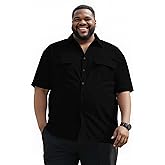 Yuyapu Big and Tall Button Down Shirt with Pockets for Men, 3XL-8XL Casual Summer Short Sleeve Shirts Soft Lightweight