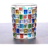 Aebor Colorful Drinking Glasses, Hand Painted Colored Water Glasses, Multicolor Water Glasse,Whiskey Wineglass Glasses,Tumbler Glasses (Weave)