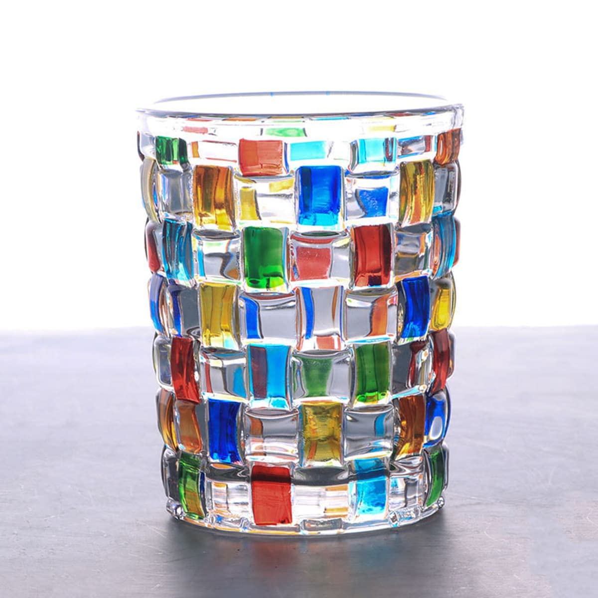 Eidoct Colorful Drinking Glasses, Hand Painted Colored Water Glasses, Multicolor Water Glasse,Whiskey Wineglass Glasses,Tumbler Glasses (Weave)