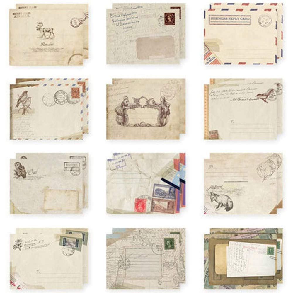 Yhuasia Vintage Brown Kraft Paper Envelopes, 12 Pieces, 9.5 x 7.2cm, Self-Seal, Lightweight, Perfect for Wedding & Birthday Invitations