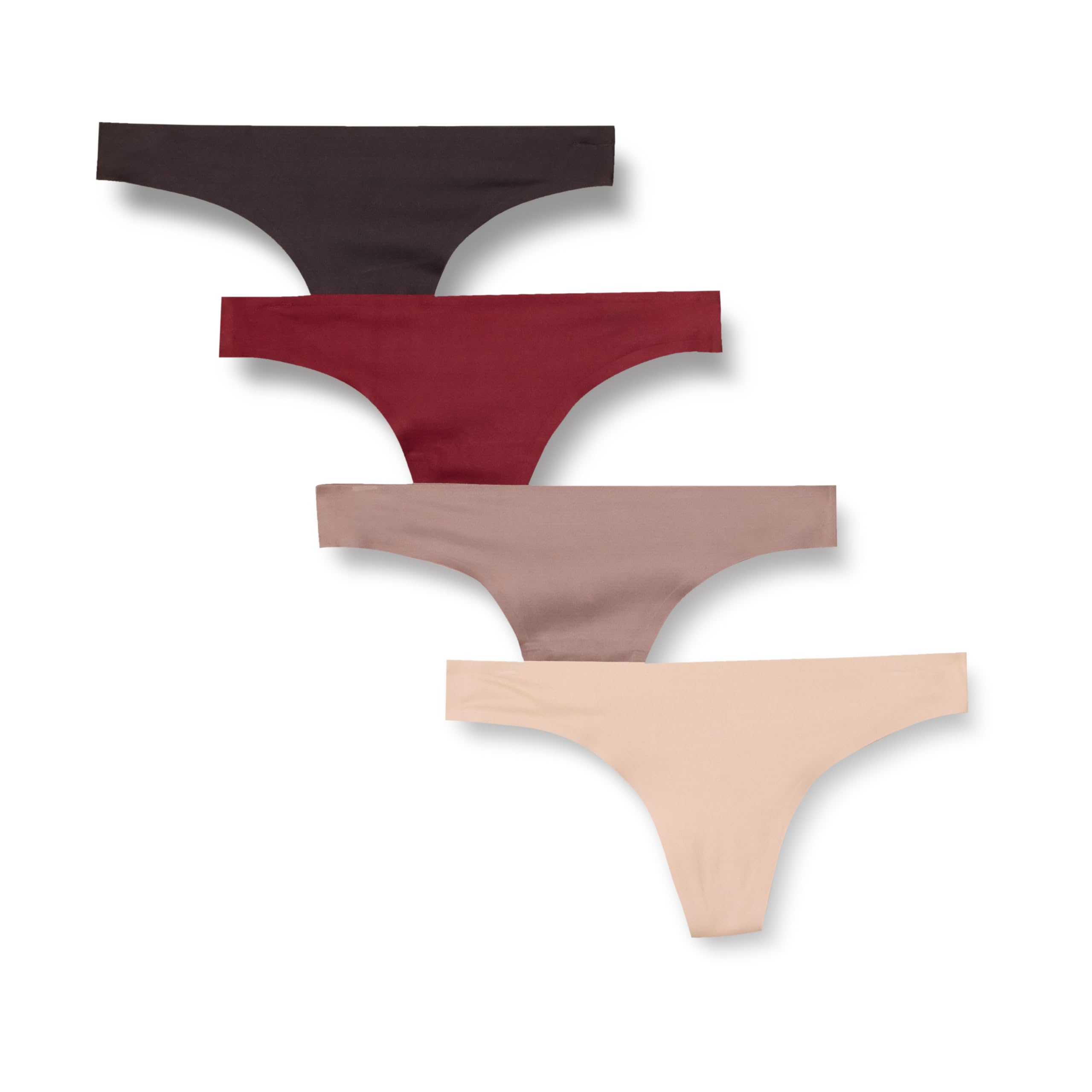 Amazon Essentials Women's Seamless Breathable Underwear for Women Thong, Bonded Stretch, Pack of 4
