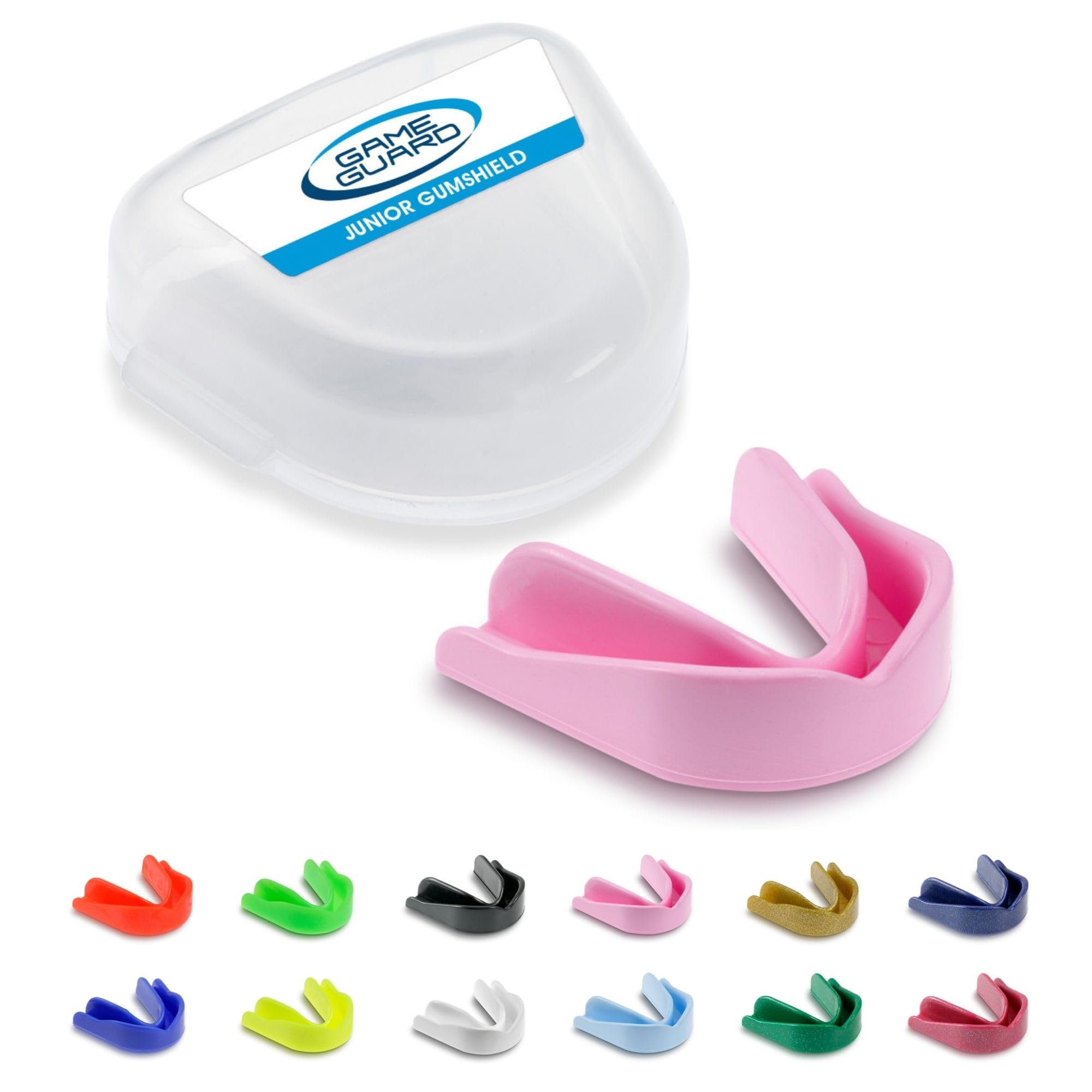 GAME GUARD Sports Mouthguard – Easy Fit Boil & Bite Gum Shield for Kids/Junior (Age 8+) – Mouth Guard for Rugby, Hockey, GAA – Ideal for Schools and Clubs (Baby Pink)