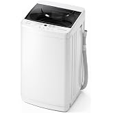 KMFurnila Portable Washing Machine, 1.06 Cu.Ft. Full-Automatic Laundry Machine with Child Safety Lock, 10 Wash Cycles &amp; 3 Water Levels, 7.7 LBS Compact Washer for Apartment Dorm RV Camping, White