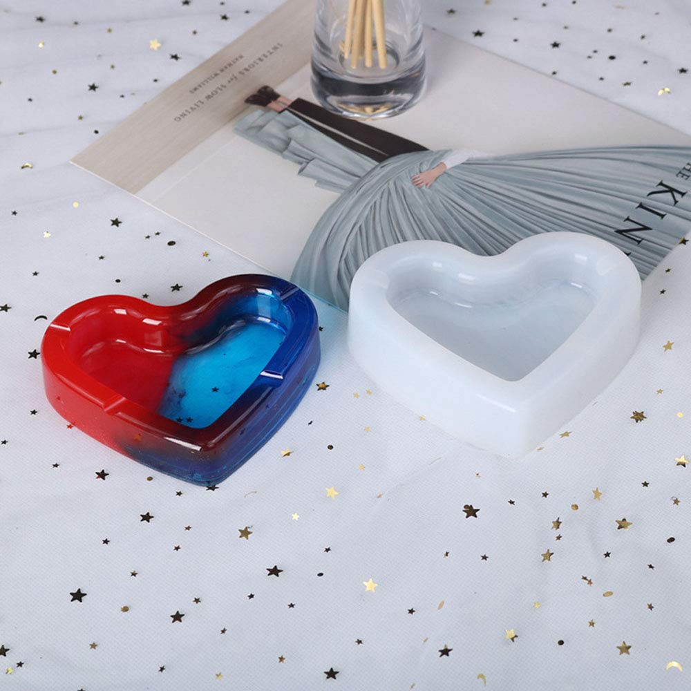 POFET 10cm Heart Shape Ashtray DIY Resin Jewelry Mould Silicone Mold Resin Casting Epoxy Transparent Mould