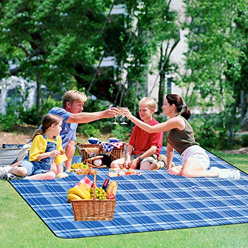 BNHNOONE Outdoor Picnic Blanket, Extra Large Picnic Blanket 80"x80" with Backpack for Family, Portable Waterproof Picnic Outdoor Blanket Picnic Mat for Camping Hiking Travelling - Thumbnail 3