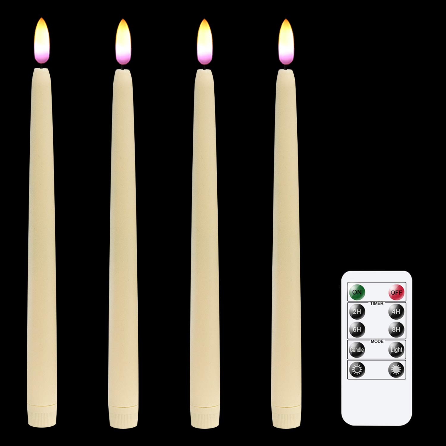Photo 1 of Eldnacele Flameless Taper Candles Flickering with Remote Control Realistic 3D Wick, Battery Operated Window Taper Candlestick Pack of 4 Ivory for Christmas Festival Wedding Home Decoration – Cream