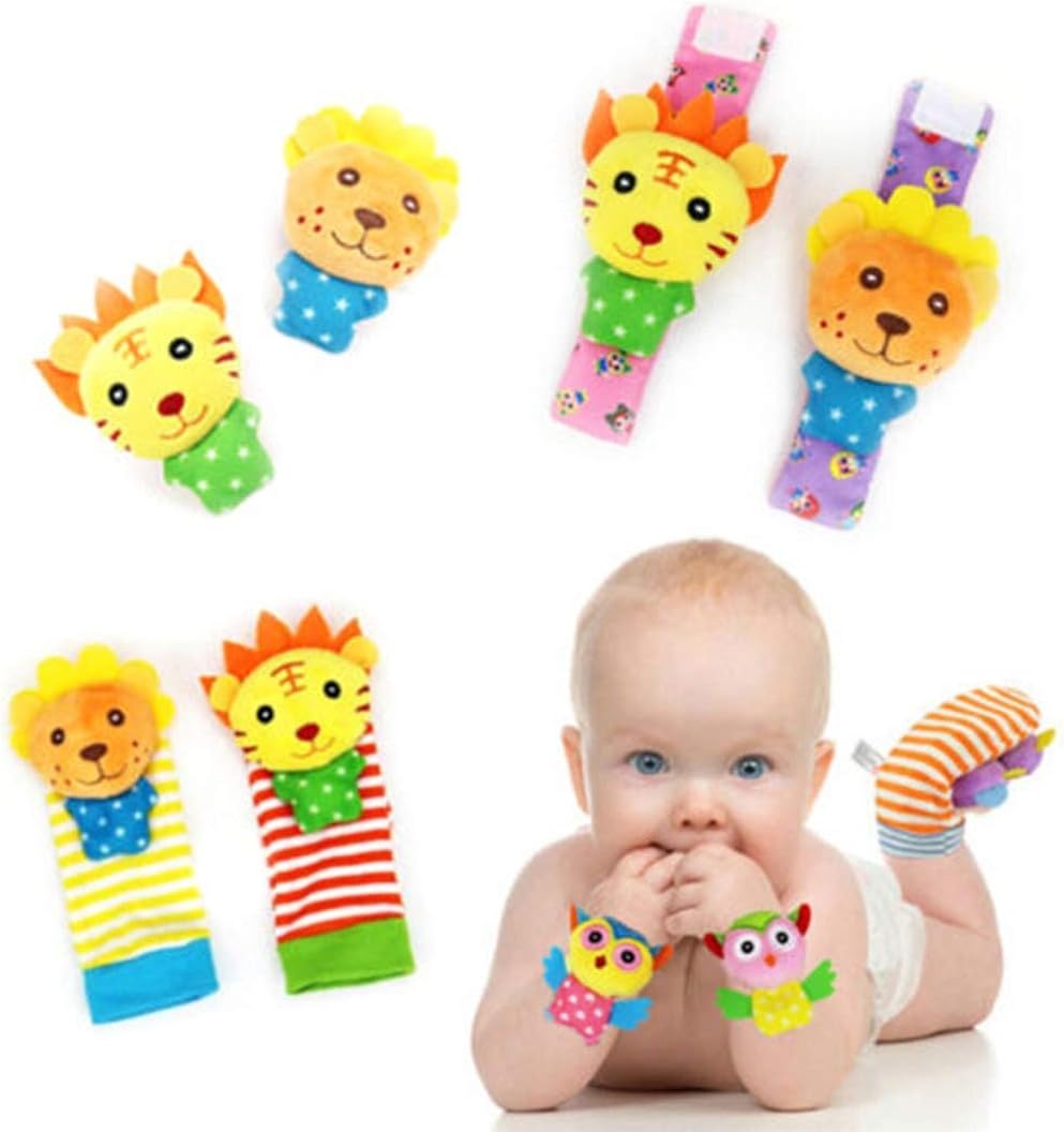 Baby Socks Wrist Rattles and Foot Finder Socks Set, Shower Gift for Baby Girls & Boys