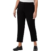 Rafaella Womens 28" Plus Size Stretch Ankle Pants with Slimming Waist Panel, Soft Gabardine Fabric, Straight Leg Classic Fit