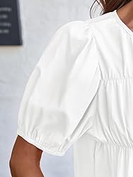 Tankaneo Womens Puff Sleeve Peplum Babydoll Tops
