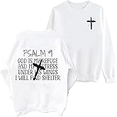 LIWYLU Christian Sweatshirts for Women Psalms 91 Sweatshirt Faith Bible Verse Long Sleeve Religious Graphic Pullover Tops