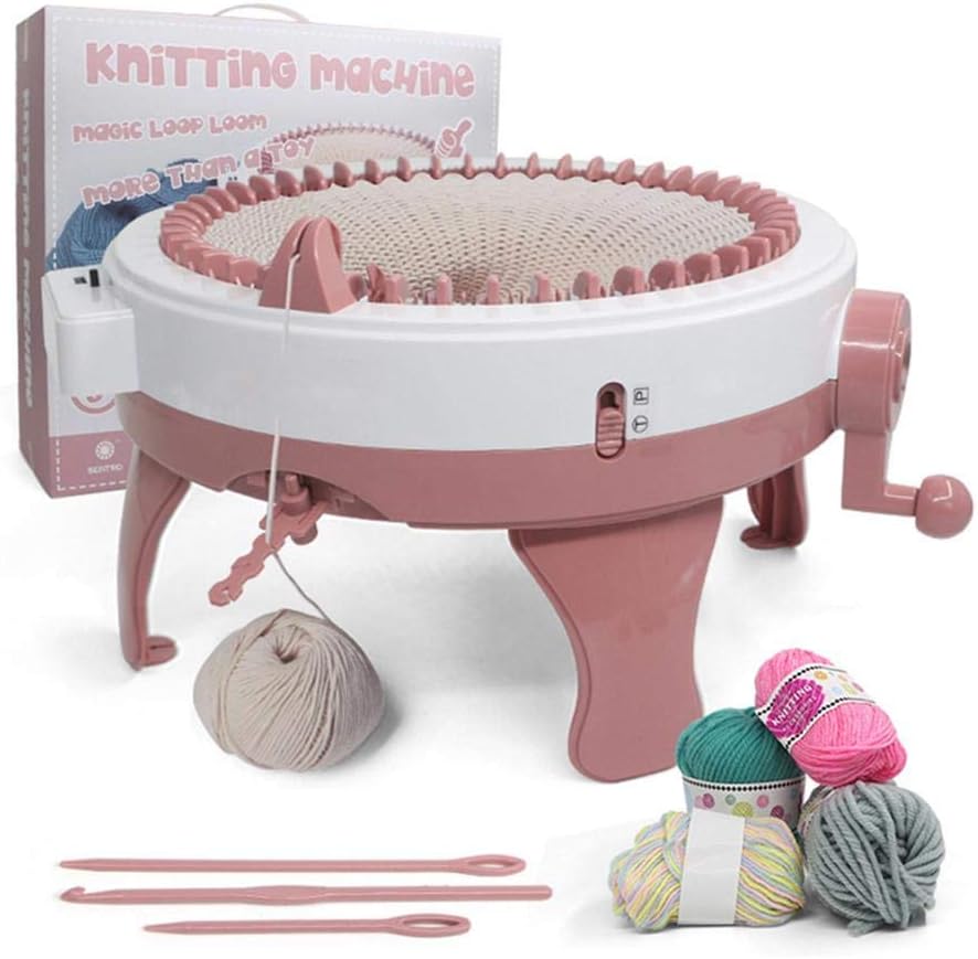 Knitting Machine Smart Weaver Knitting Round Loom Large Size DIY Hand Woven Knitting Board Rotating Double Knit Loom Star Cylinder Needles Knitting Machine Weaving Loom Kit For Adults And Kids