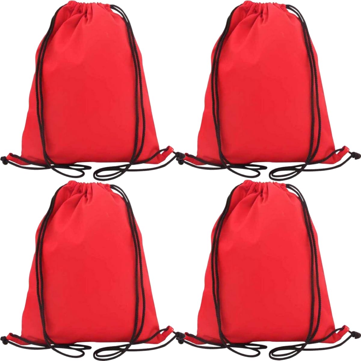 TROTH Unisex Drawstring Gym Bags, String Trainer Bag, Personalized Drawstring Bag Suitable for Sports, School Kids PE, Gym, Travel, Swimming, and Various Activities (4 Pack, Red)