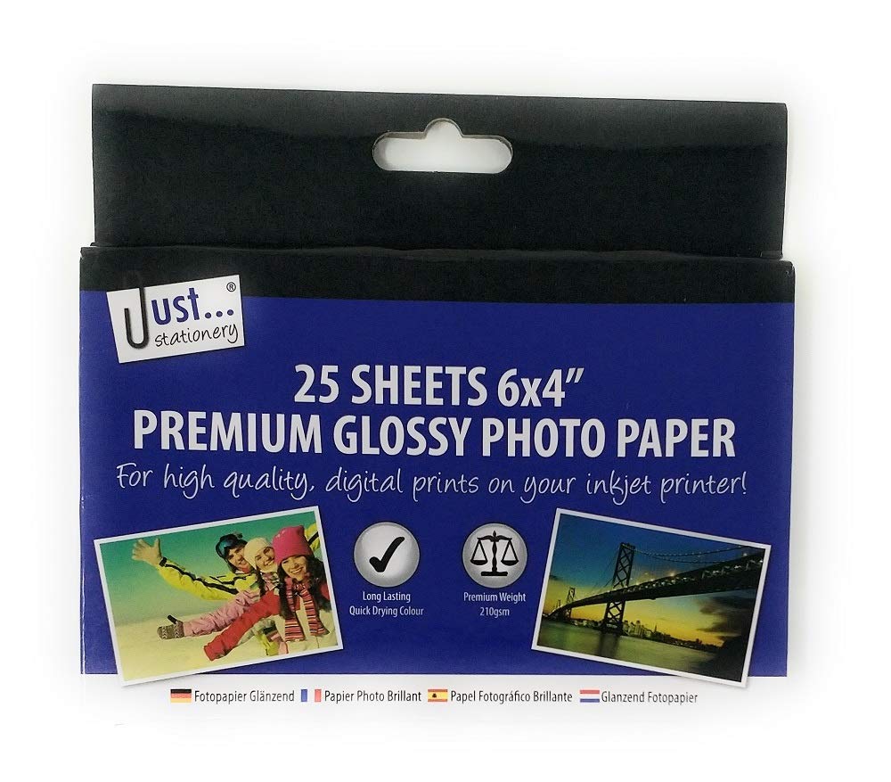 Just stationery A6 Photo Paper (Pack of 25), White, 6x4 inch