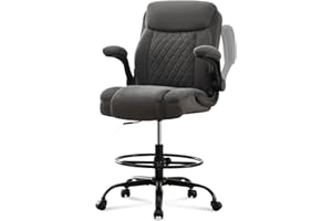 MAHOMICO Drafting Chair Tall Office Chair for Standing Desk, Ergonomic Tall Desk Chair with Adjustable Foot Ring, Flip-Up Armrests, Lumbar Support, Comfortable Fabric Seat – Ideal for Home and Office Use