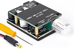 SCOOYUCK 2×50W Bluetooth Module 5.0, Mini Audio Amplifier Board, 5V-24V, Rotate to Adjust Volume, 470uf Stable Power Supply, Suitable for Home DIY