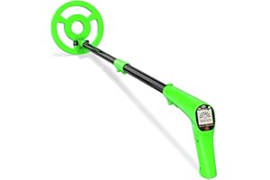 MAXDORIA Metal Detector for Kids, Adjustable 27.5"-37.8" Kids Metal Detector with Intuitive LCD Display, Lightweight 6.5" Search Coil Metal Detector Kit for Exploration, Toy Gift for Boys Girls - Green
