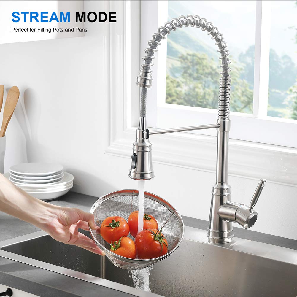 AIMADI Commercial Kitchen Faucets with Dual Function Pull Down Sprayer Head PreRinse Kitchen