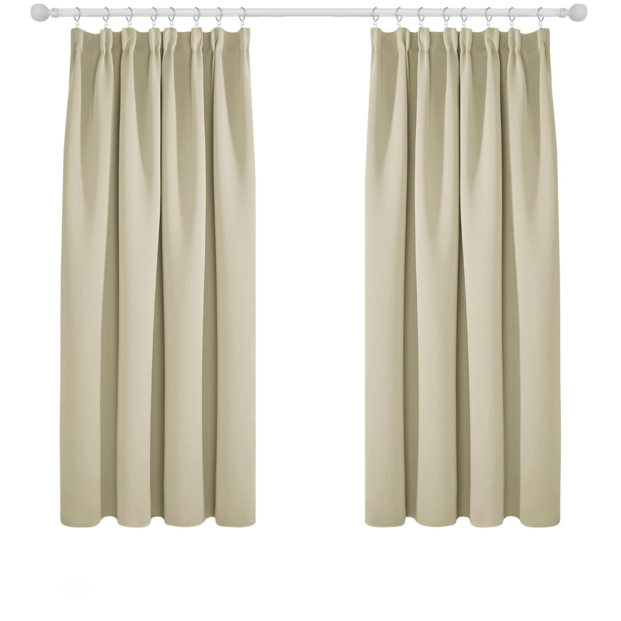 Deconovo Solid Curtains Thermal Insulated Tape Top Room Darkening Curtains for Boys Room 66 x 54 Beige 2 Panels