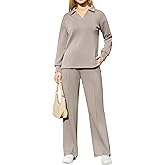 difficort Womens 2 Piece Outfits Fall Lounge Sets Wide Leg Loungewear Workout Sets with Pockets