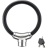 ROCKBROS Anti-Theft Bike Cable Lock, Black, Portable, Key Lock, Rustproof | 7-Pin Zinc Alloy Core, 11.8" Unfolded, One-Press Locking, Multi-Section Interlocking, for Bike/Gate/Fence/Grill