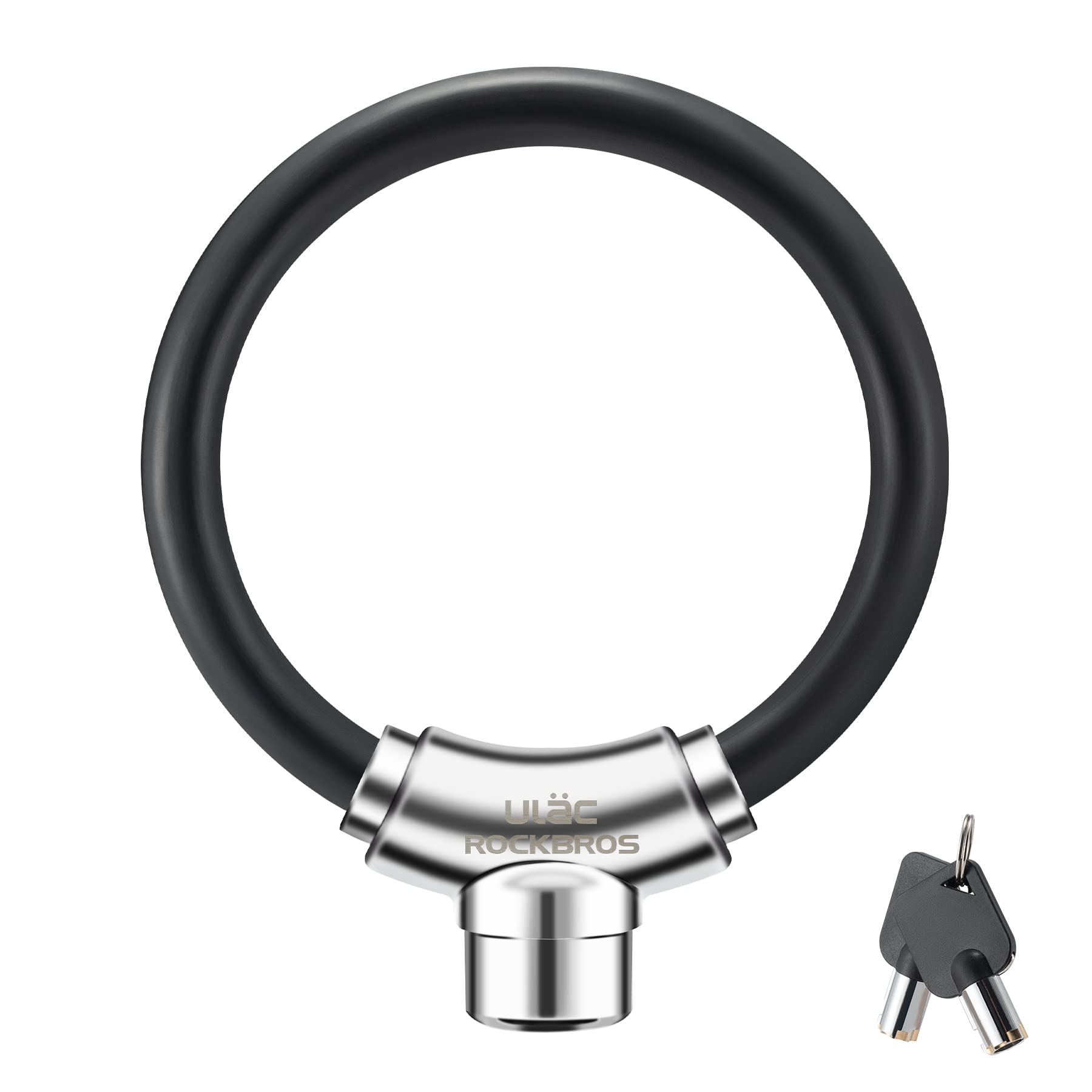 Photo 1 of ROCKBROS Anti-Theft Bike Cable Lock, Black, Portable, Key Lock, Rustproof