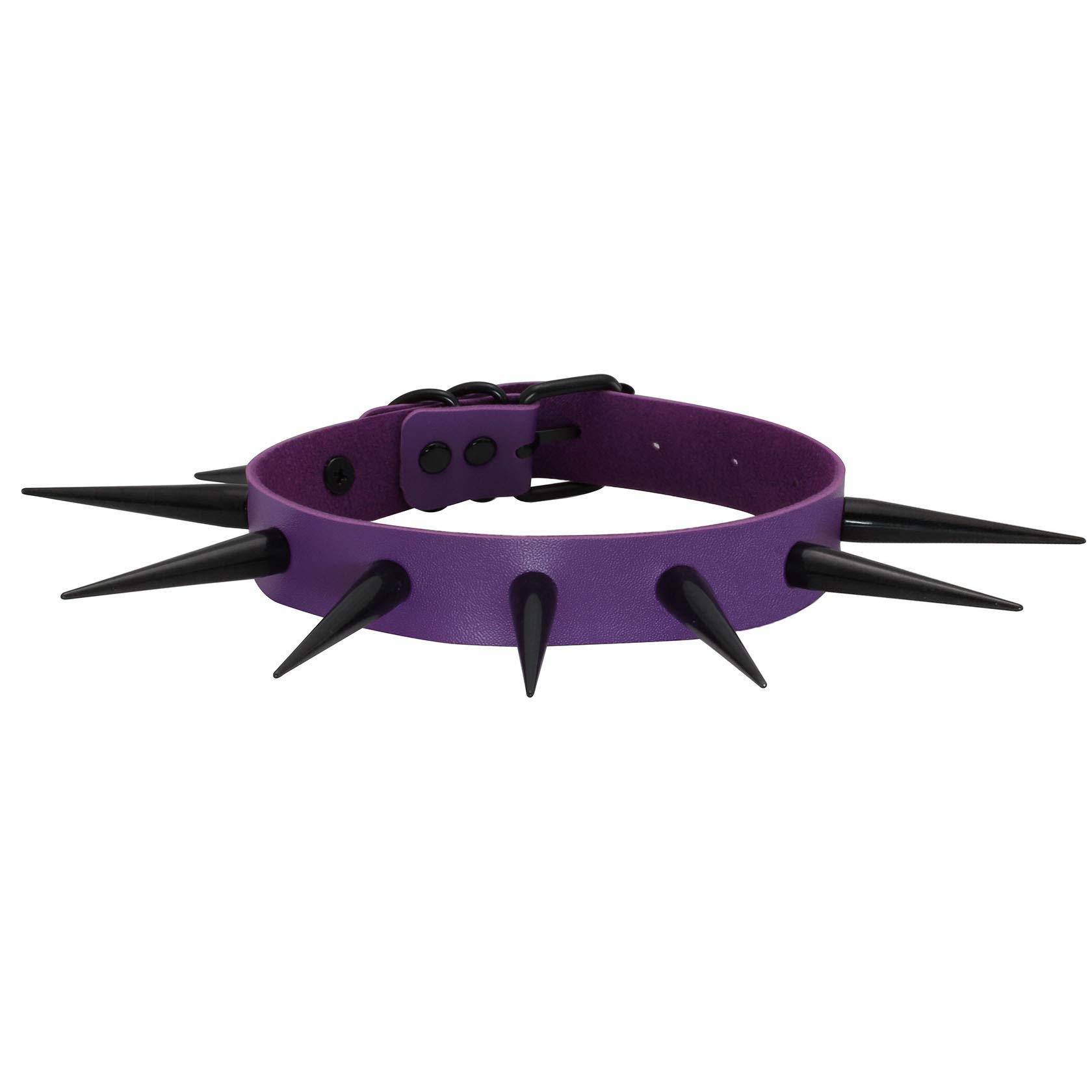 MILAKOO Unisex PU Purple Leather Punk Rock Gothic Spikes Rivets Choker Collar Necklace