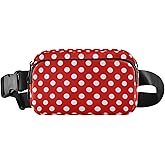 Red White Polka Dot Pattern Belt Bag for Women Men Fanny Pack Small Waist Pouch Crossbody Bags for Outdoor Hiking Running Travel