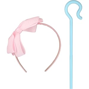 Halloween Blue Hook Canes and Pink Bow Headband for Women's Halloween Party Dress Up
