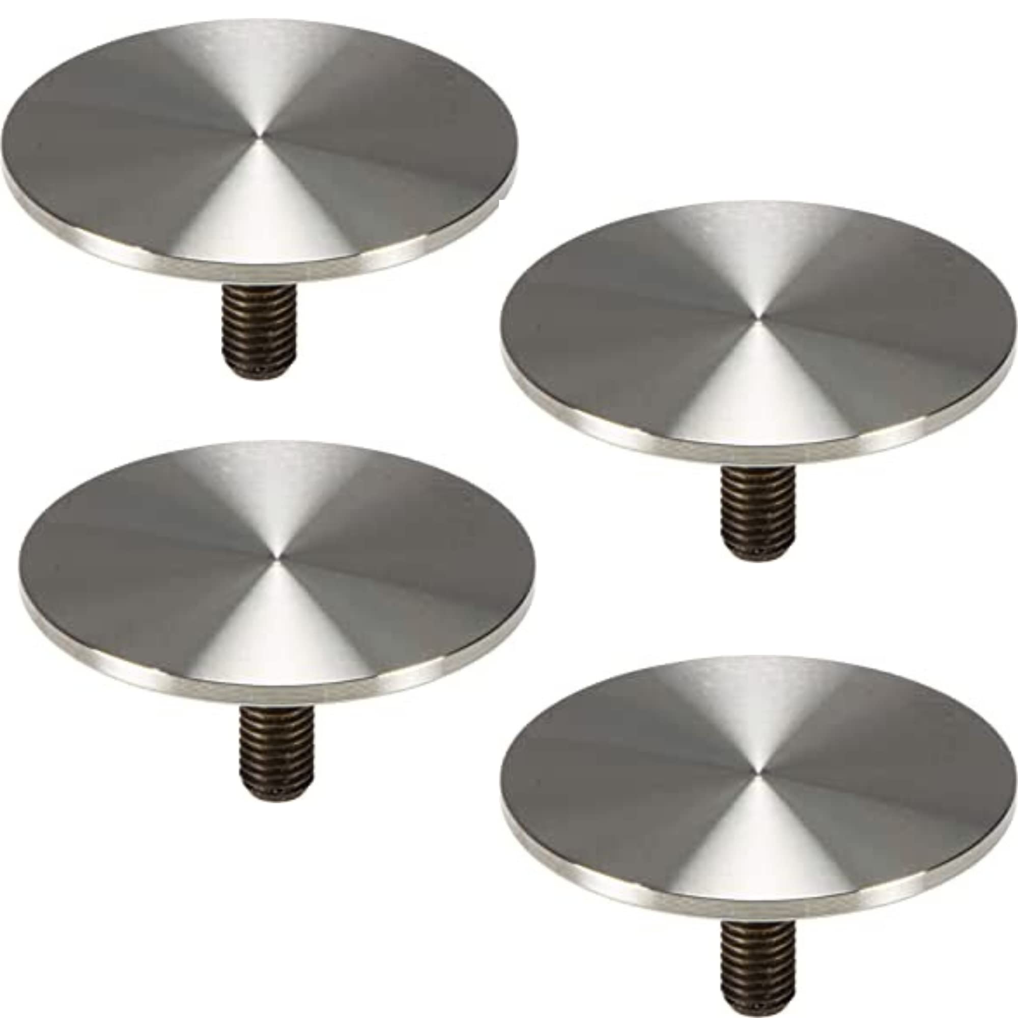 Gedotec Adapter for glass plate, stainless steel, glass mounting plate with M10 thread, for table legs and legs Ø 60 mm – H10752 | matt brushed stainless steel | 4 pieces – designer round table top