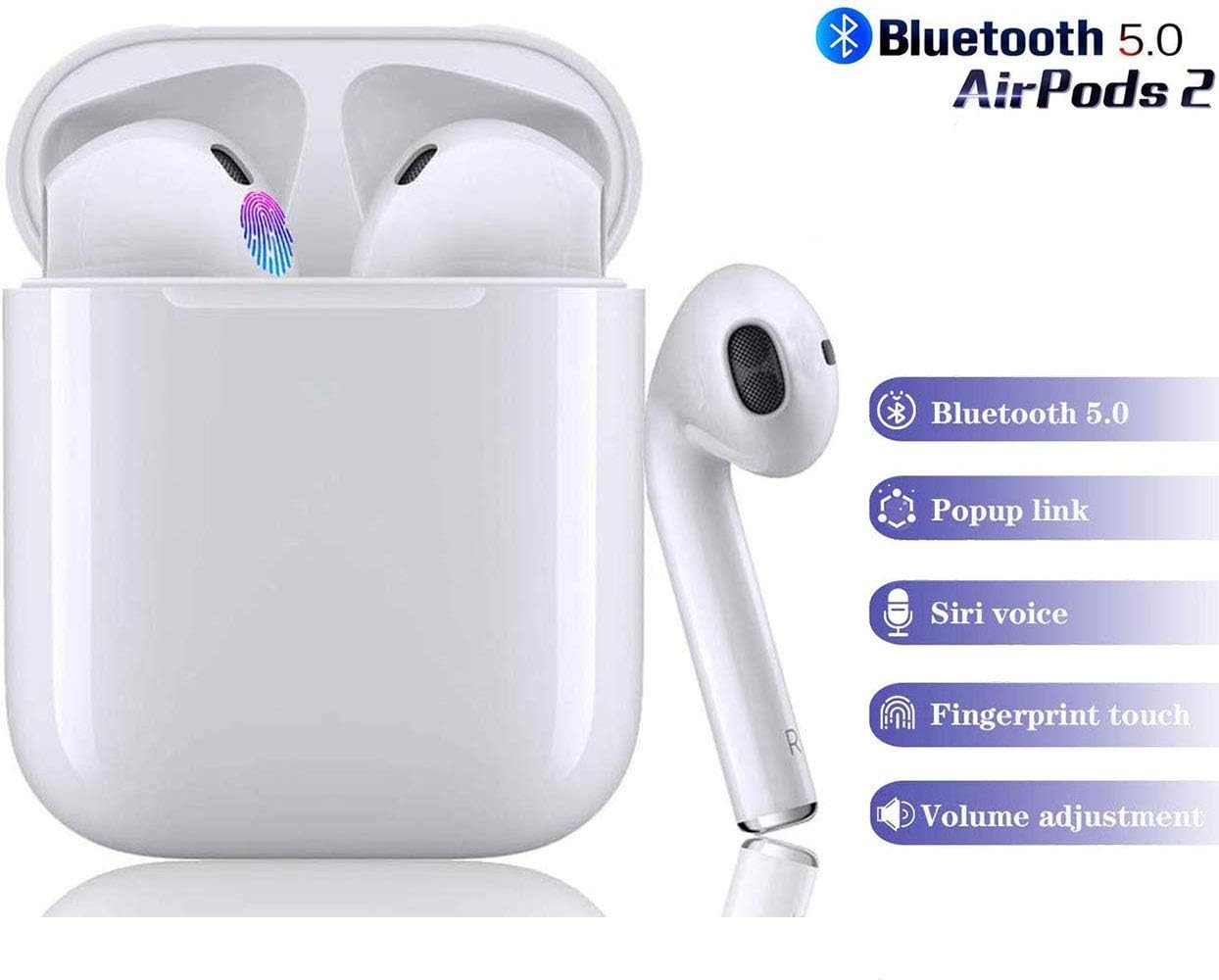 Wireless Headphones [2020 upgrade], Bluetooth 5.0 Smart Touch Control Automatic Pairing, 24H Playtime Built-in Dual Mic, Stereo Sound Bluetooth Earphones for Apple/Airpods/Android/iphone/AirPods Pro