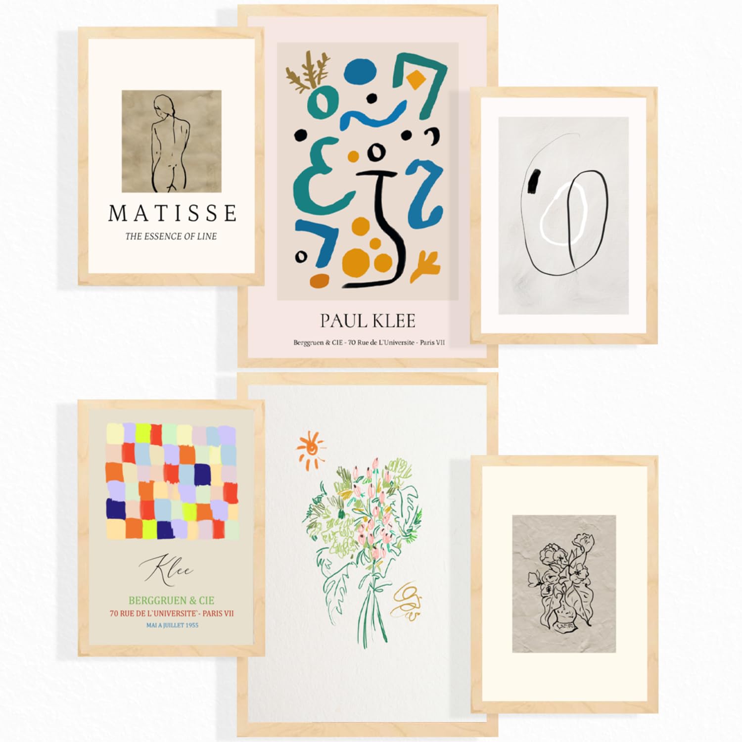 Nacnic ® - Set of 6 Matisse and Klee Posters - Decorative Wall Prints - Modern Living Room Art - Posters A3 and A4 - Unframed
