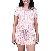 Amanda Blu Women’s Classic Pajamas Top & Shorts Lounge/PJ Set, Super Soft, Comfy Wide Leg