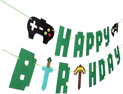 Amazon Com Jshend My World Pixel Wars Felt Banner Birthday Party