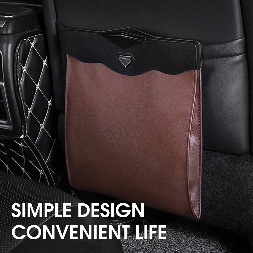 QUEES Car Trash Bag Magnetic Garbage Bag Auto Litter Car Bag Great for Cars Back Seat,Brown