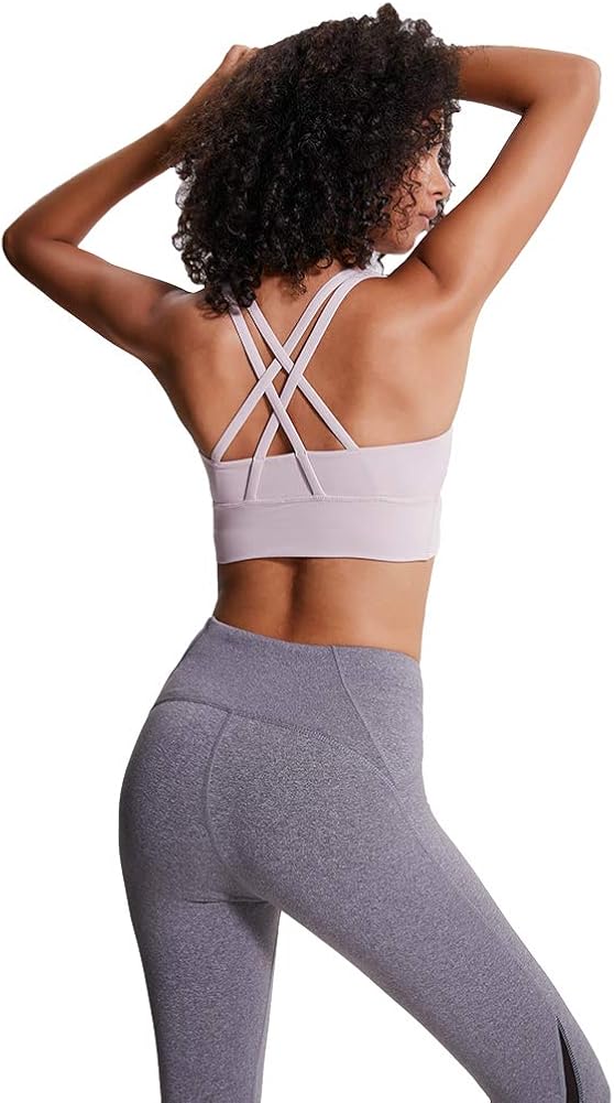 LITIAN Sports Bras for Women Strappy Longline Yoga Bra Padded Medium Support Workout Training Gym Bra at  Women’s Clothing store