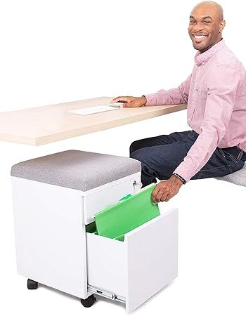 Amazon Com Stand Steady Vert Rolling File Cabinet 2 Drawer Mobile File Cabinet With Locking Storage Small Filing Cabinet With Cushion Top For An Extra Place To Sit Perfect