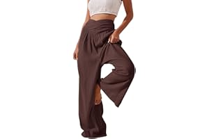 YUTANRAL Linen Pants for Women 2024 Spring Summer High Waisted Wide Leg Pants Casual Baggy Comfy Palazzo Pants Travel Outfits