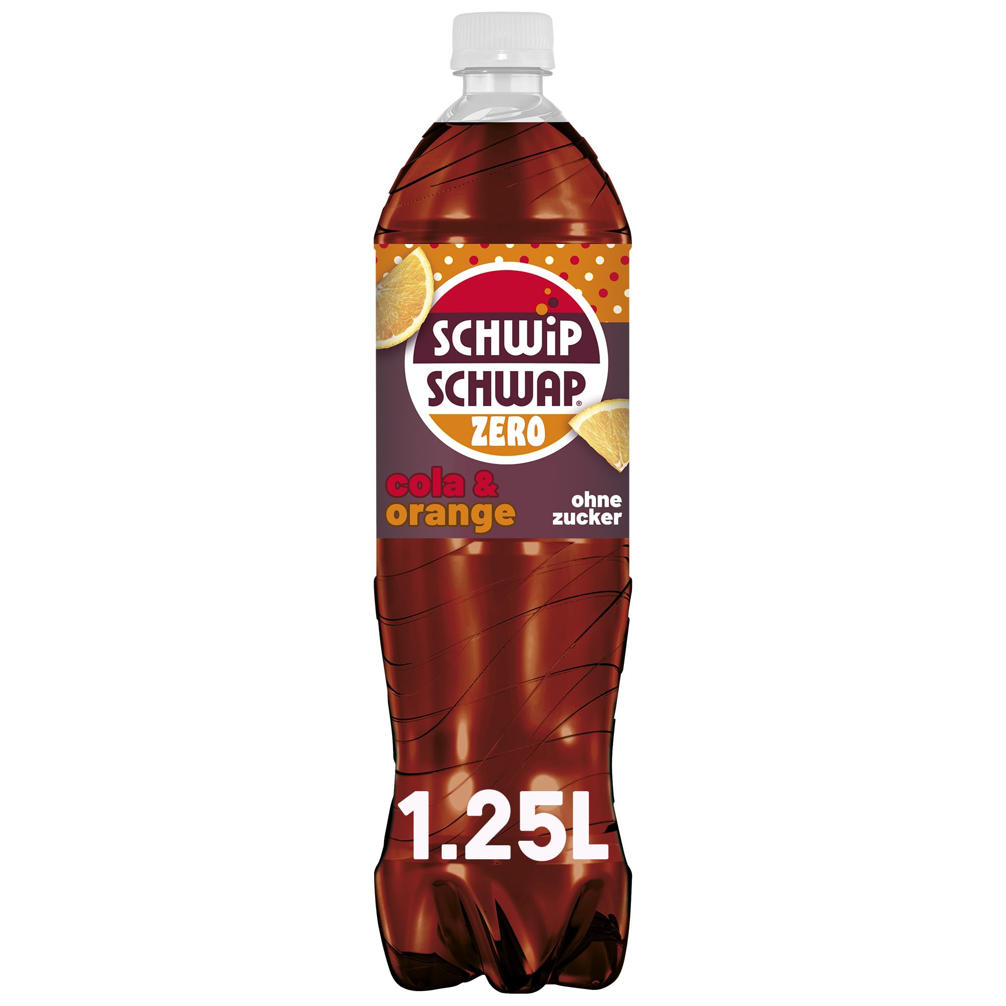 SCHWIPSCHWAP ohne Zucker – Koffeinhaltiges Cola-Erfrischungsgetränk mit Orange in Flaschen aus 100% recyceltem Material, EINWEG (6 x 1.25 l) 2