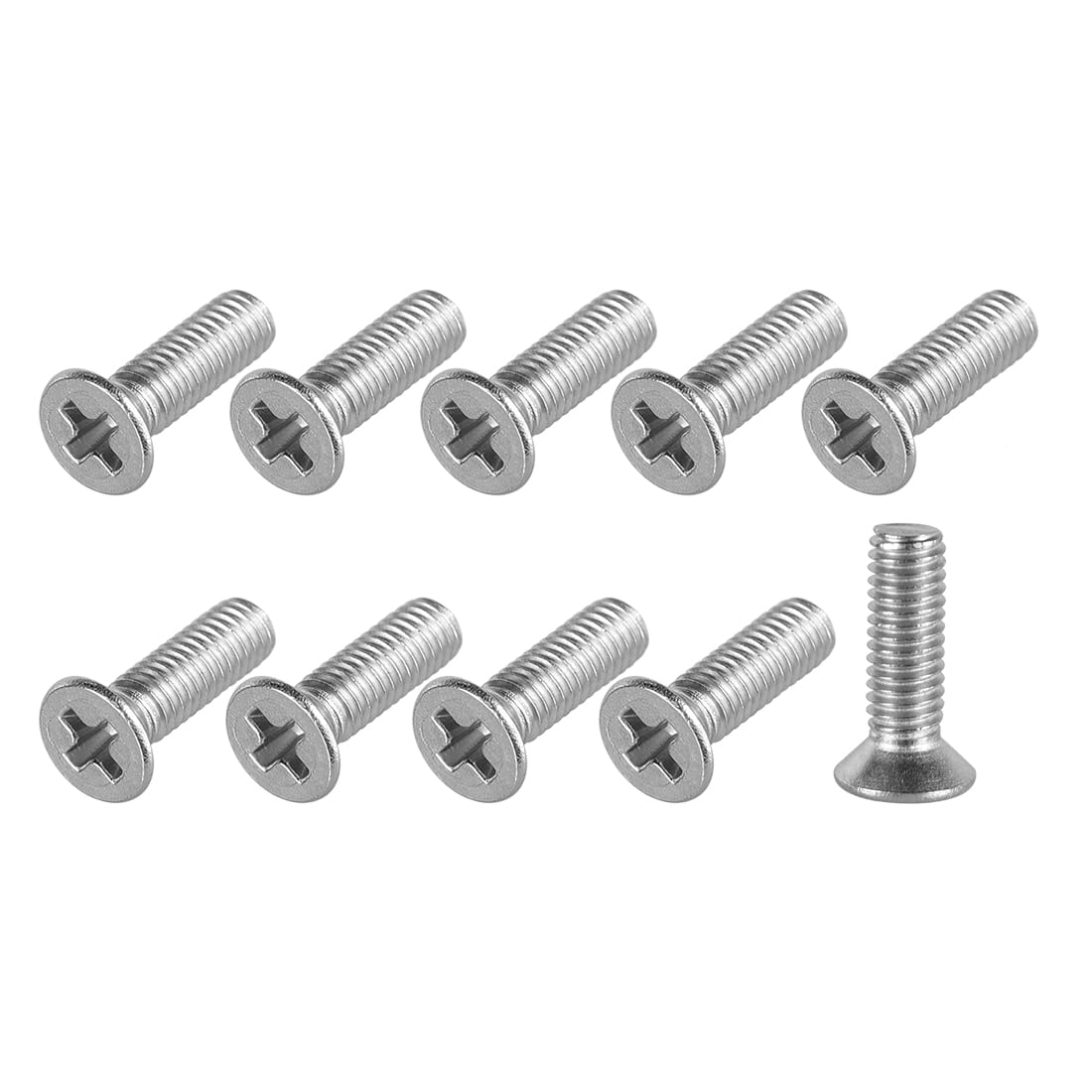 METALLIXITY Flat Head Machine Screws (M3*10) 100Pcs, 304 Stainless Steel Phillips Cross Screw for Machinery Industry, Electronic Products, Household Appliances, Silver