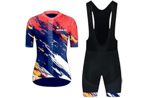 MOXILYN Women Cycling Jersey Set Short Sleeve and Bike Short Bib with 20D Padded Quick Dry Breathable XS-3XL