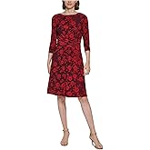 Tommy Hilfiger Women's 3/4 Sleeve Jersey Fit-and-flare Wrap Detail Dress