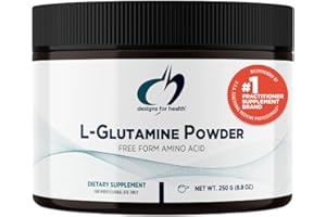 Designs for Health Vegetarian L Glutamine Powder - Pure 3000mg Amino Acid Supplement - Promotes Muscle Recovery, Gut + Immune Support - Non-GMO Gluten Free Drink Add-in (83 Servings / 250g)