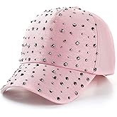 Gudessly Adjustable Breathable Rhinestone Baseball Cap for Women Bling Sequins Casual Sports Cap