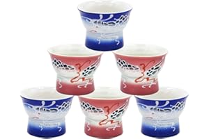 EIGXIANHAI Sake Cups Drinking Glasses Cup Set of 6 Short Japanese Tea Cup Mug Soju Glass Ceramics Set Decor Restaurants Party