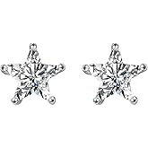 POPLYKE Sterling Silver Star Stud Earring with Birthstone For Women Star Simple Jewelry Gifts for Women
