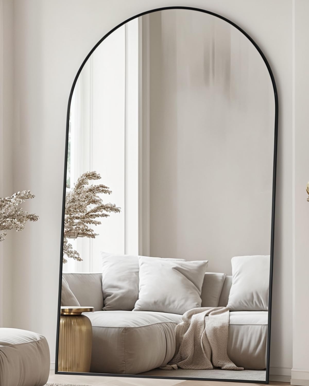 Photo 1 of ***STOCK PHOTO FOR REFERENCE ONLY*** LadyNow Full Length Mirror, 86"x46" Oversized Floor Mirror Freestanding, Full Body Mirror Floor Standing Mirrors with Stand, Hanging Mounted Mirrors for Bedroom Living Room, Black, Arched Style
