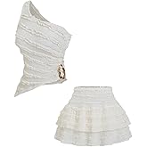 SweatyRocks Women's 2 Piece Y2k Outfits One Shoulder Asymmetrical Hem Top and Mini Shorts Set