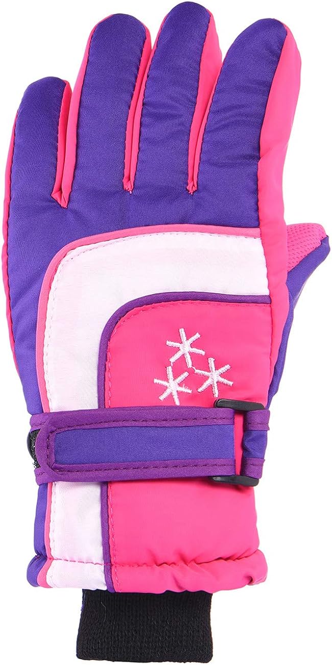 Insulated Winter Cold Weather Ski Gloves for Kids (Boys and Girls) Waterproof Windproof (Purple): Clothing