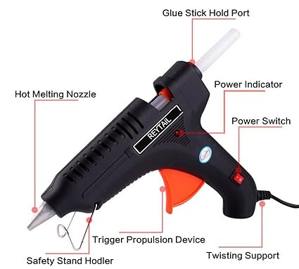 100W Heavyduty Hot Melt Glue Gun with 10 Sticks (11 mm x 20 cm)