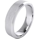 Heavy Solid Sterling Silver 6mm Flat Court Shape Matt Centre Polished Bevel Edges Mens Wedding Ring Plain Band